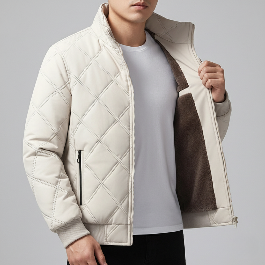 Gravenwald Premium Quilted Fleece-Lined Jacket - Warm Diamond-Stitched Casual Outerwear