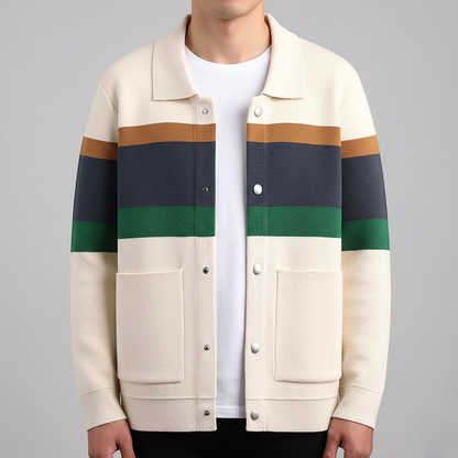 Men's Reyden Striped Knit Cardigan Sweater - Button-Up Front, Comfortable Layer