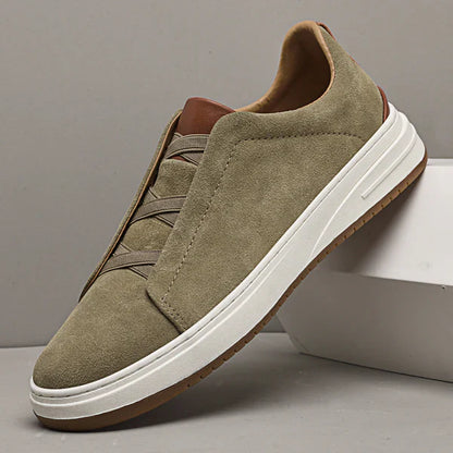 Men's Premium Suede Flex Slip-On Trainers with Cushioned Sole