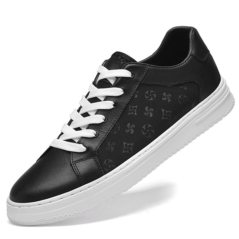 Beckham Court Premium Leather Sneakers: Embossed Detail, Memory Foam Comfort