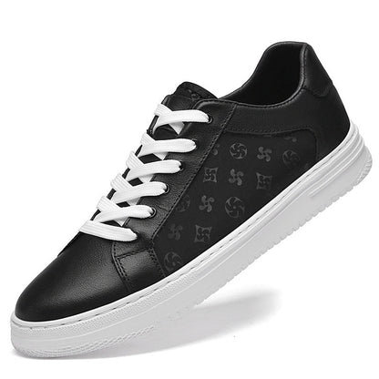 Beckham Court Premium Leather Sneakers: Embossed Detail, Memory Foam Comfort