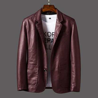 Ashford Vegan Leather Blazer for Men – Smart Tailored Single-Breasted Jacket
