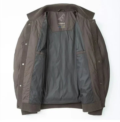 Gravenwald Reid Quilted Bomber Jacket: Lightweight Duck Down, Diamond Pattern, Ribbed Trims