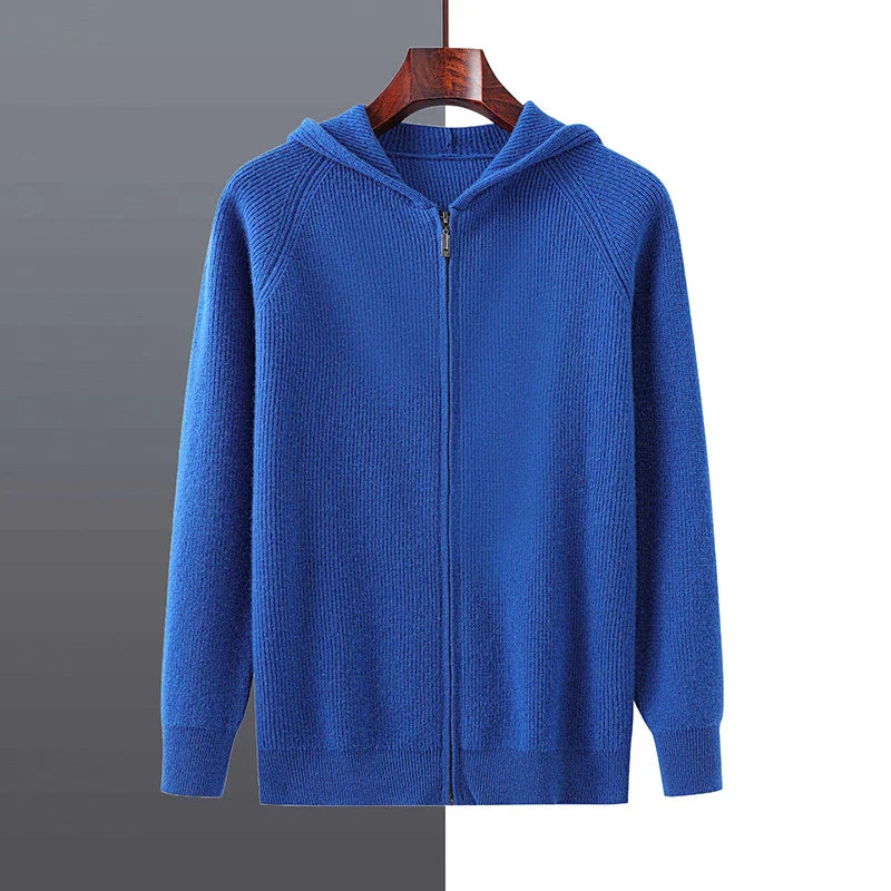 Men's Luxury Merino Wool Full-Zip Hooded Top – Calvin Clarke Collection