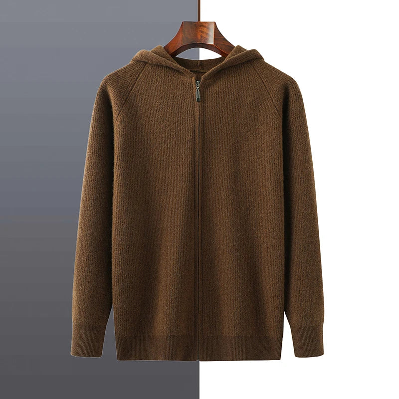 Men's Luxury Merino Wool Full-Zip Hooded Top – Calvin Clarke Collection