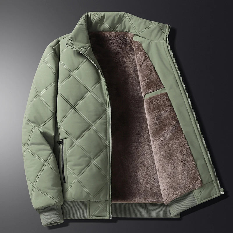Gravenwald Premium Quilted Fleece-Lined Jacket - Warm Diamond-Stitched Casual Outerwear