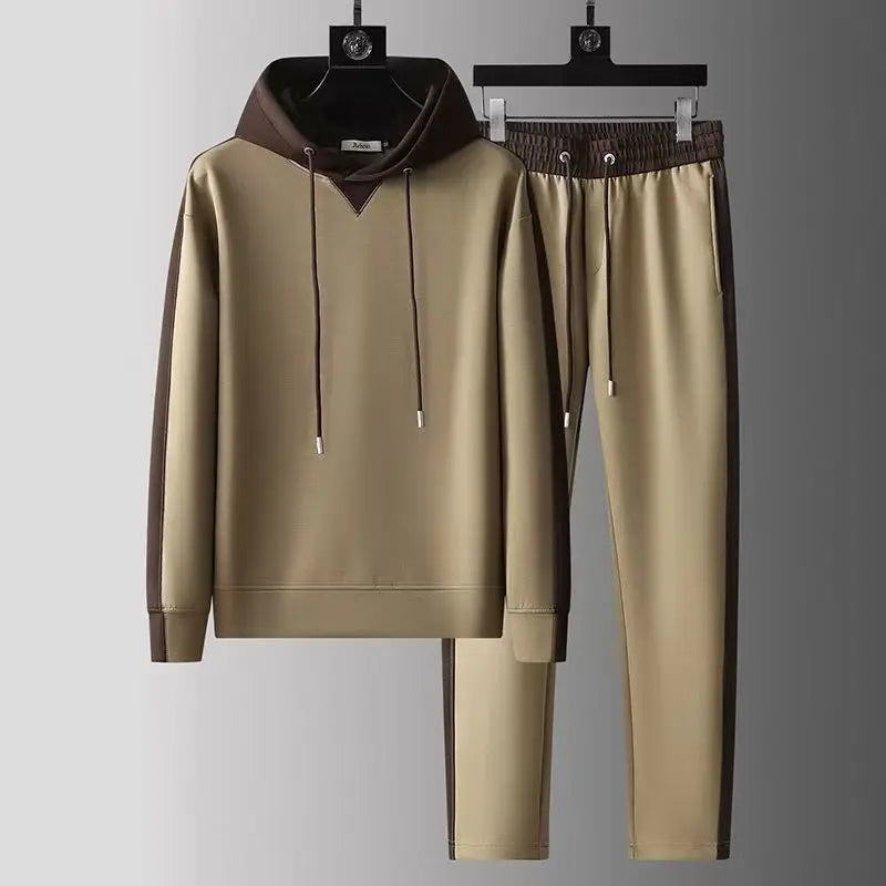 Sophisticated Tyler Two-Tone Tracksuit: Comfort-Fit Hoodie & Joggers Set