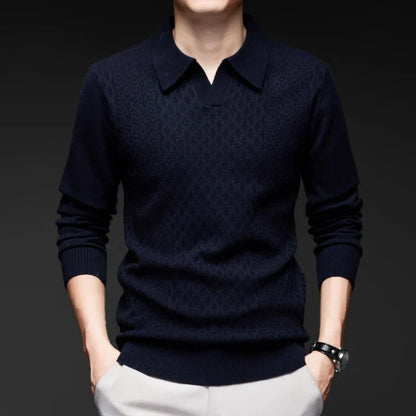 Gravenwald Torino Textured Knit Polo Sweater - Soft, Comfortable, Elegant