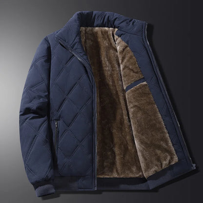 Gravenwald Premium Quilted Fleece-Lined Jacket - Warm Diamond-Stitched Casual Outerwear