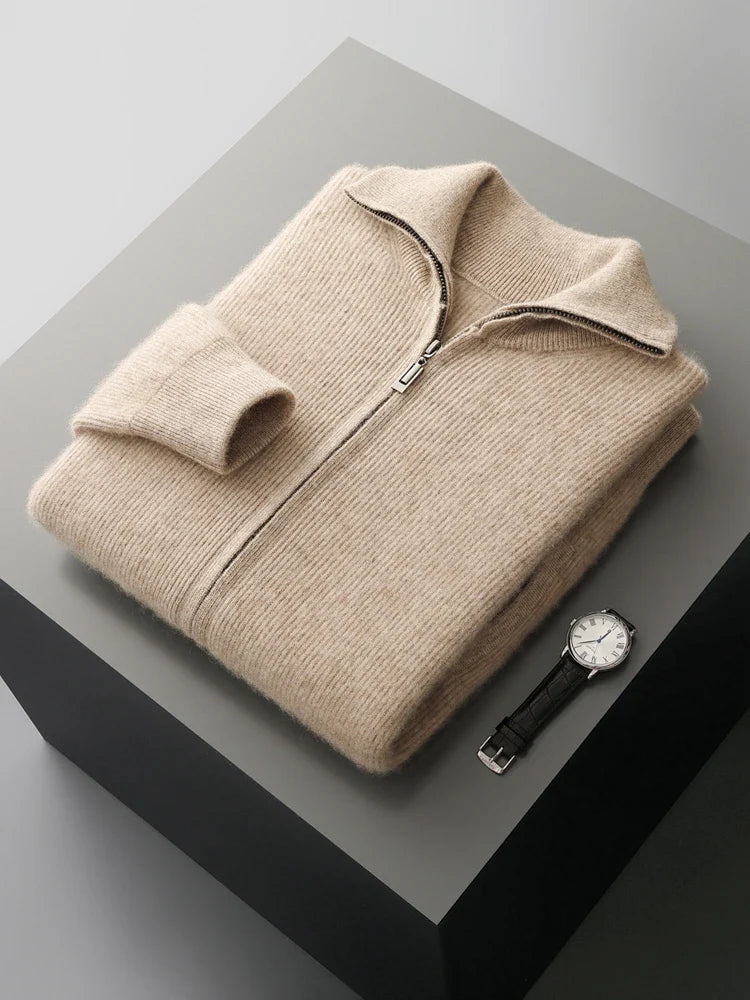 Gravenwald Drake Luxury Cashmere Zip Cardigan - Premium Men's Knitwear