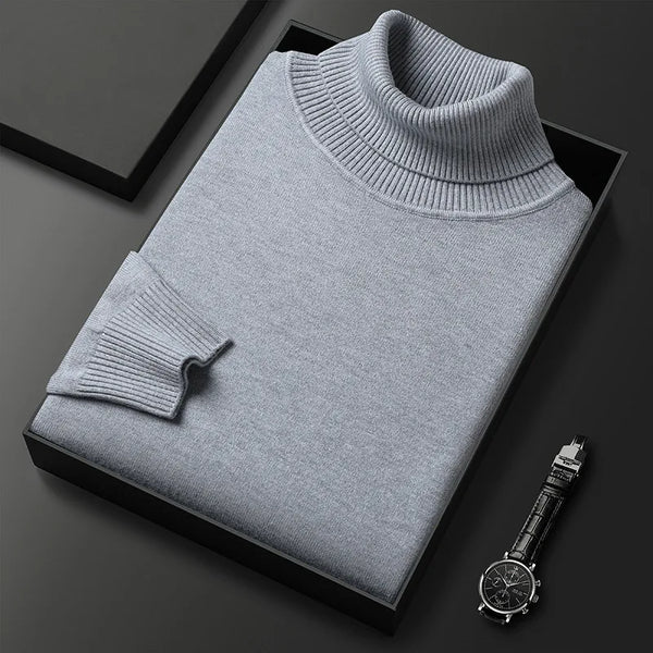 Luxurious Men's Cashmere Fine Knit Rollneck Jumper - Elegant Soft Turtleneck