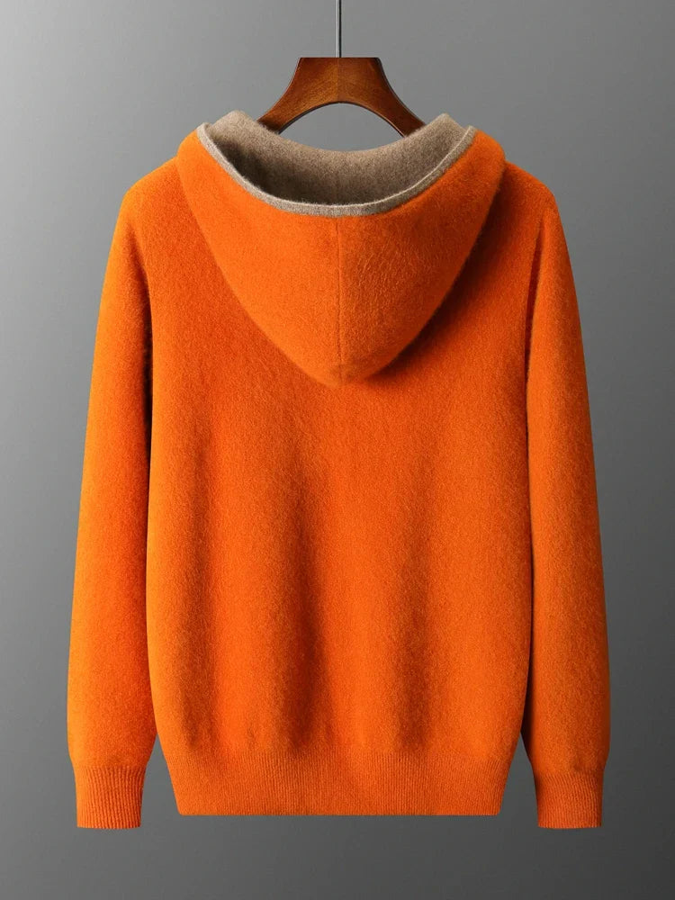 Premium Double-Sided Merino Wool Full-Zip Hoodie for Ultimate Comfort