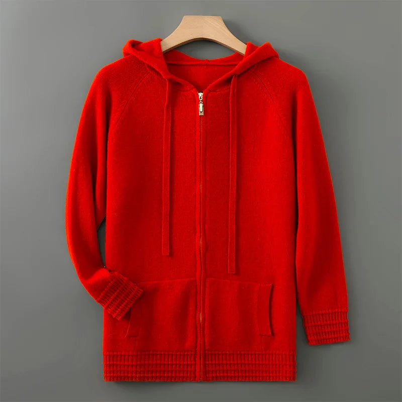 Gravenwald Men's Luxurious Merino Wool Hooded Cardigan - Soft Knit Zip Jumper