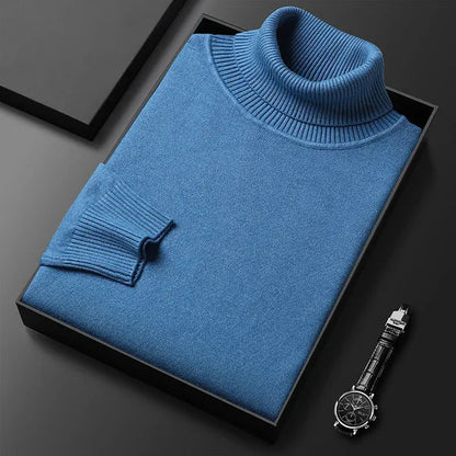 Luxurious Men's Cashmere Fine Knit Rollneck Jumper - Elegant Soft Turtleneck