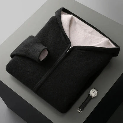 Premium Double-Sided Merino Wool Full-Zip Hoodie for Ultimate Comfort