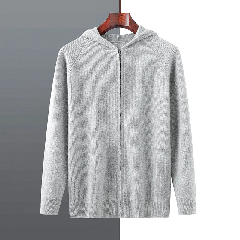 Men's Luxury Merino Wool Full-Zip Hooded Top – Calvin Clarke Collection