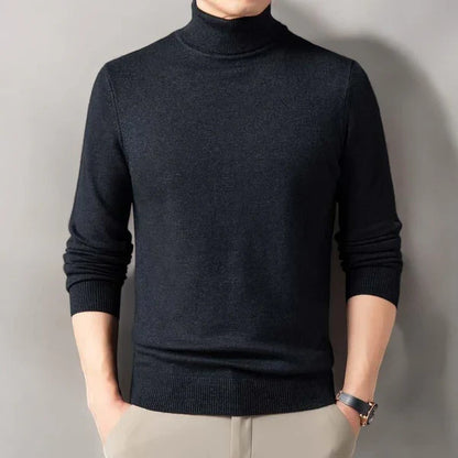 Luxurious Men's Cashmere Fine Knit Rollneck Jumper - Elegant Soft Turtleneck