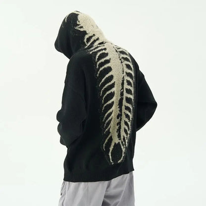 Distinctive Gothic Knit Spine Hoodie: Edgy Alternative Style for Modern Wardrobes