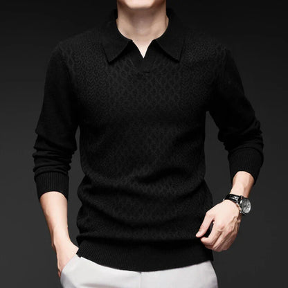 Gravenwald Torino Textured Knit Polo Sweater - Soft, Comfortable, Elegant