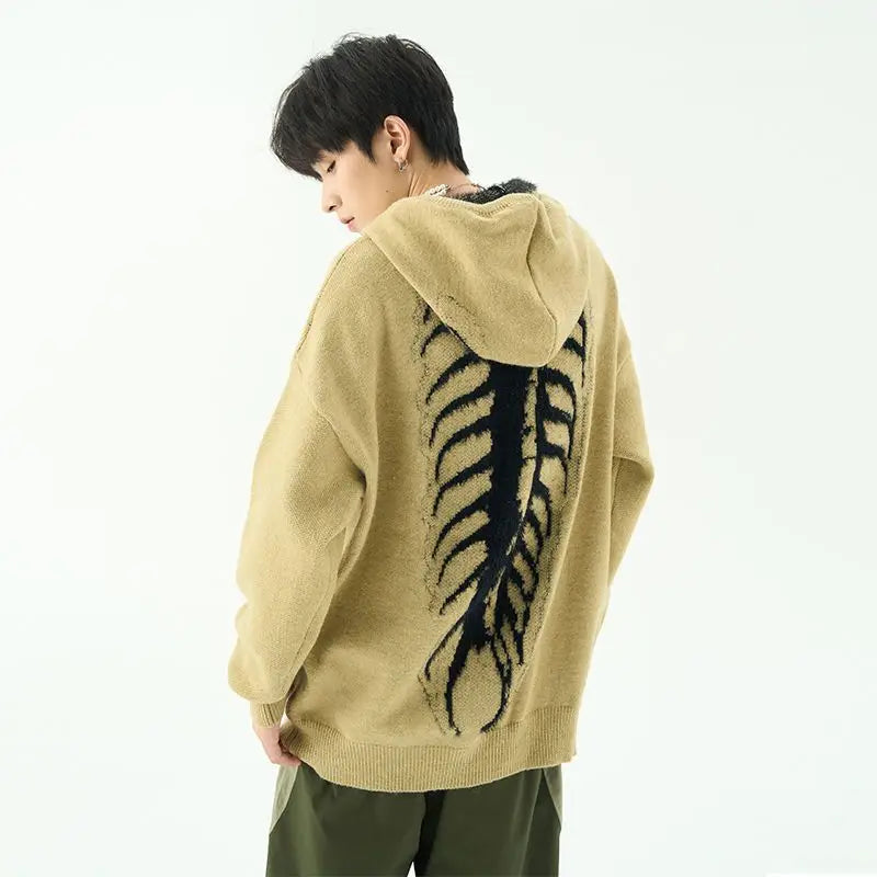Distinctive Gothic Knit Spine Hoodie: Edgy Alternative Style for Modern Wardrobes