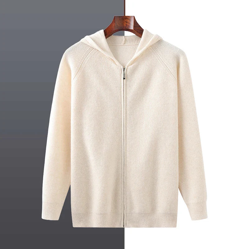 Men's Luxury Merino Wool Full-Zip Hooded Top – Calvin Clarke Collection