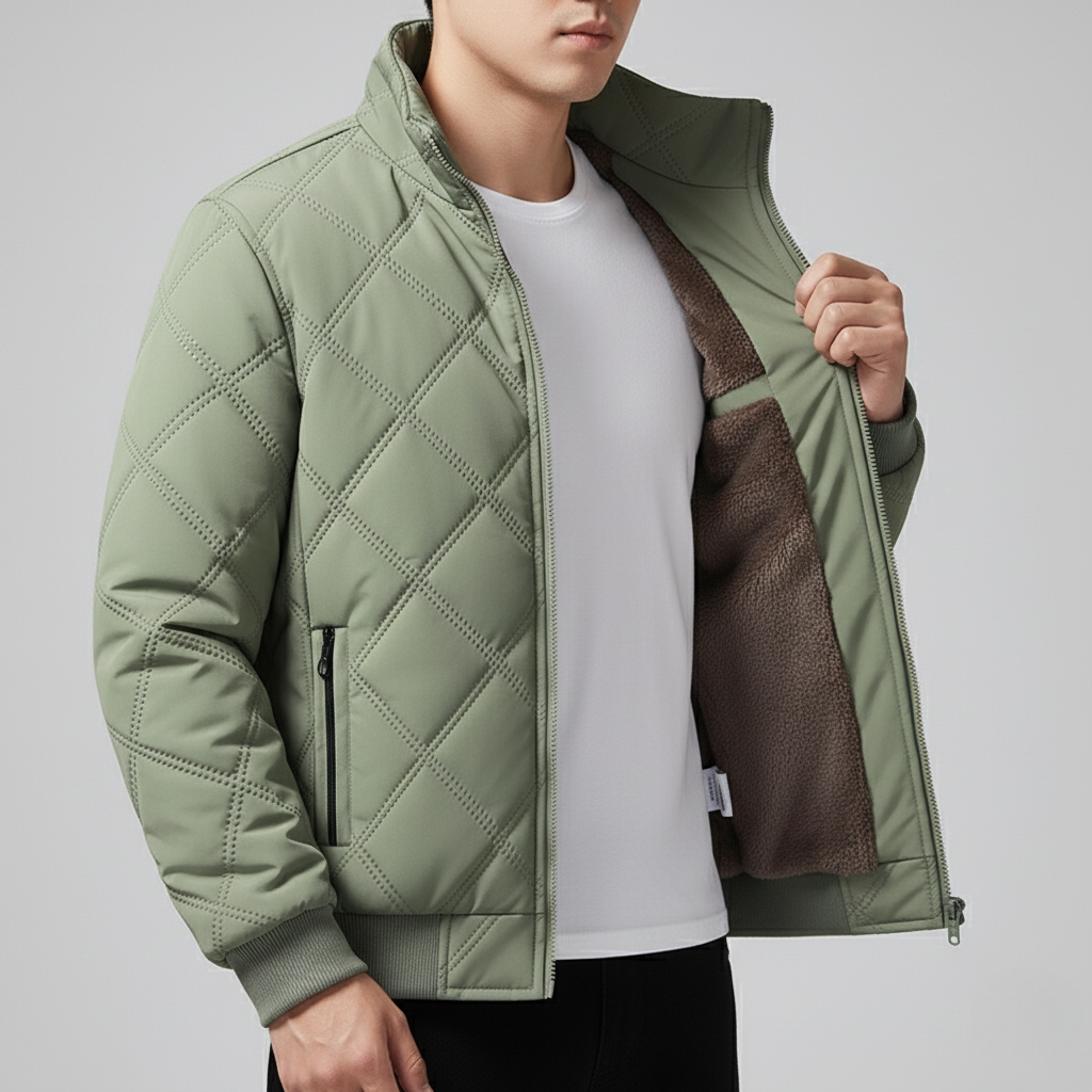 Gravenwald Premium Quilted Fleece-Lined Jacket - Warm Diamond-Stitched Casual Outerwear