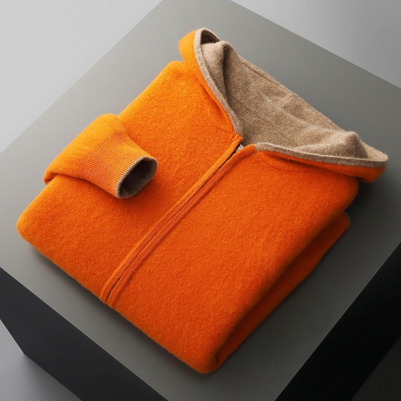 Premium Double-Sided Merino Wool Full-Zip Hoodie for Ultimate Comfort