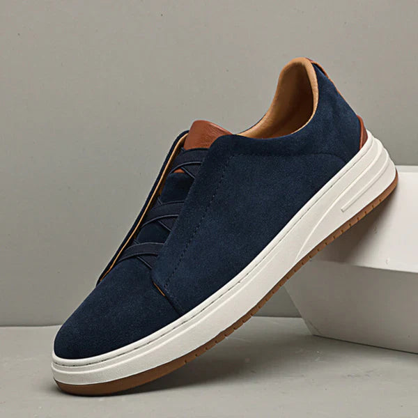 Men's Premium Suede Flex Slip-On Trainers with Cushioned Sole