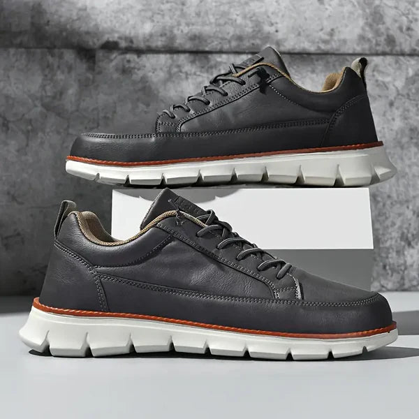 Dwayne Men's Premium Leather Fashion Sneakers - Chunky Sole Comfort