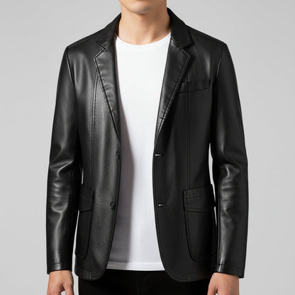 Ashford Vegan Leather Blazer for Men – Smart Tailored Single-Breasted Jacket