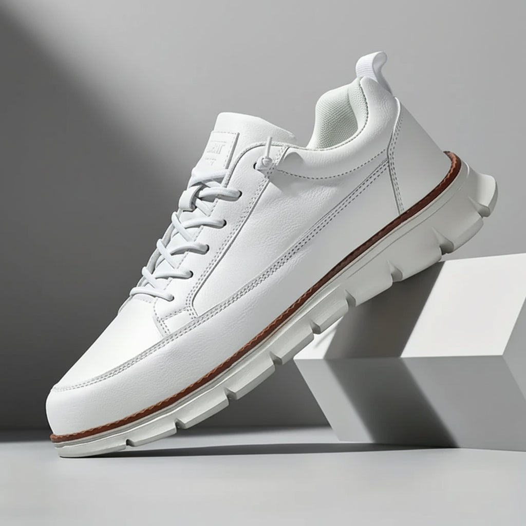 Dwayne Men's Premium Leather Fashion Sneakers - Chunky Sole Comfort