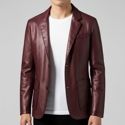 Ashford Vegan Leather Blazer for Men – Smart Tailored Single-Breasted Jacket