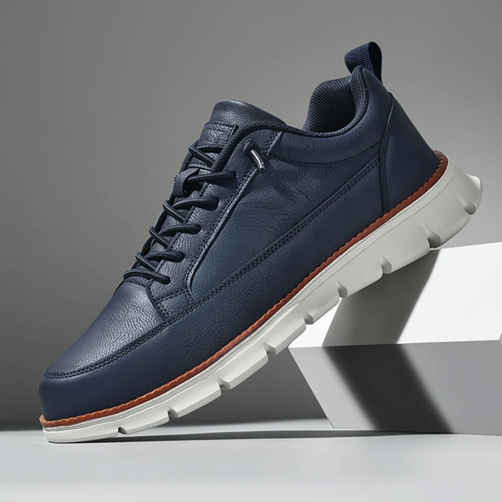 Dwayne Men's Premium Leather Fashion Sneakers - Chunky Sole Comfort